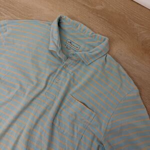 Men’s Peter Millar Blue Strip Polo Golf Shirt Blue Size Large L